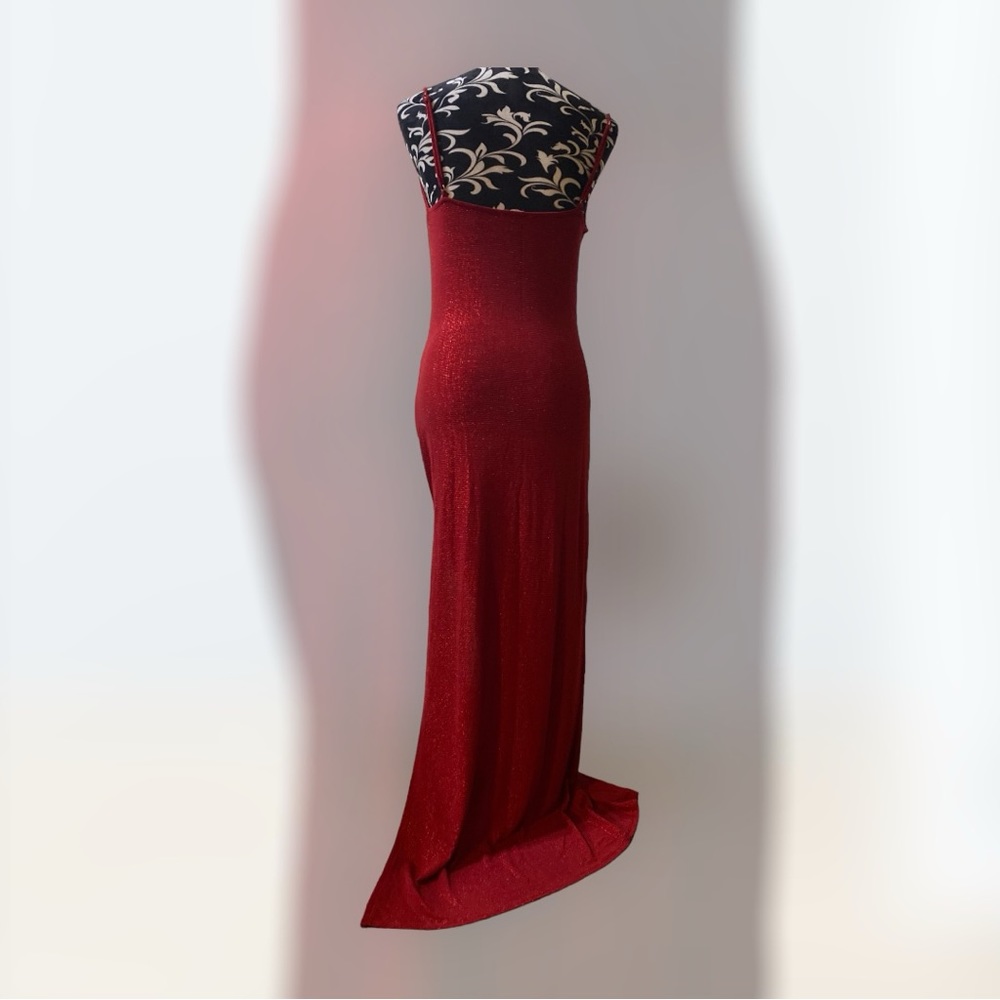 Fashion Nova “Mila Lurex” Maxi Dress Wine Size M - Picture 8 of 15